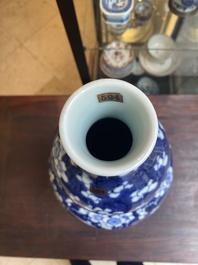 A Chinese blue and white double gourd 'prunus on cracked ice' vase, 18th C.