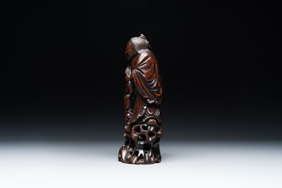 A large Chinese carved bamboo group of 'Hehe Erxian', 17th C.