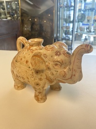 A rare Vietnamese polychrome painted stoneware elephant shaped jug, L&ecirc; dynasty, 16th C.