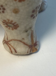 A rare Vietnamese polychrome painted stoneware elephant shaped jug, L&ecirc; dynasty, 16th C.
