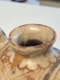 A rare Vietnamese polychrome painted stoneware elephant shaped jug, L&ecirc; dynasty, 16th C.