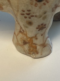A rare Vietnamese polychrome painted stoneware elephant shaped jug, L&ecirc; dynasty, 16th C.