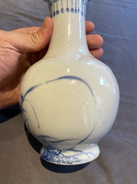 A Chinese blue and white vase in the style of Wang Bu, Yongzheng mark, 20th C.