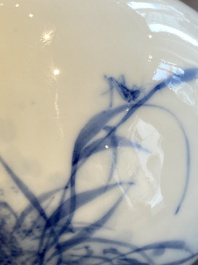 A Chinese blue and white vase in the style of Wang Bu, Yongzheng mark, 20th C.