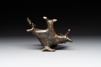 A Chinese bronze vase in the shape of a prunus, Ming