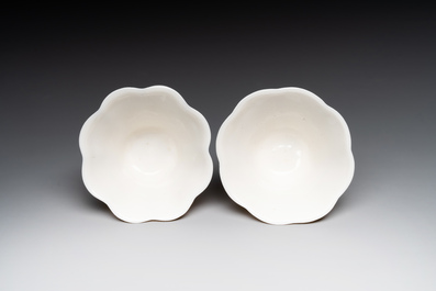 A pair of Chinese Dehua blanc de Chine flower-shaped cups, Kangxi