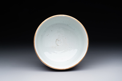A Chinese English-decorated blue and white censer, Kangxi