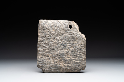 Four Gandhara grey schist fragments with Buddha and Bodhisattva, 1st/3rd C.