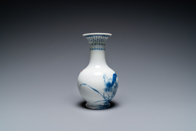 A Chinese blue and white vase in the style of Wang Bu, Yongzheng mark, 20th C.