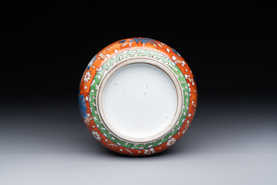 A Chinese English-decorated blue and white censer, Kangxi
