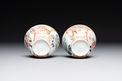 A pair of fine Chinese Canton famille rose cups, Yongzheng