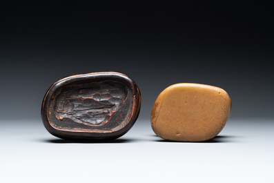 A Chinese scholar's rock on wooden stand, Ming or later