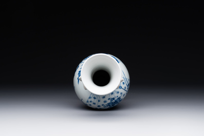 A fine Chinese blue and white vase with narrative design, Kangxi