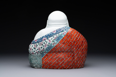 A Chinese famille rose Buddha, Zhu Mao Ji Zao 朱茂記造 mark, Republic