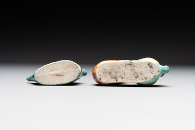Two Chinese famille rose and turquoise-glazed water droppers, Kangxi/Qianlong