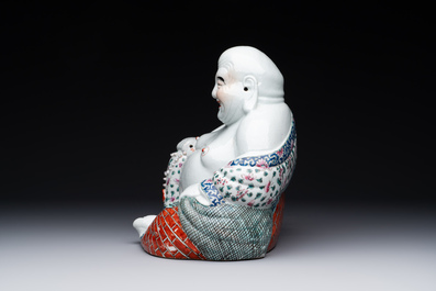 A Chinese famille rose Buddha, Zhu Mao Ji Zao 朱茂記造 mark, Republic