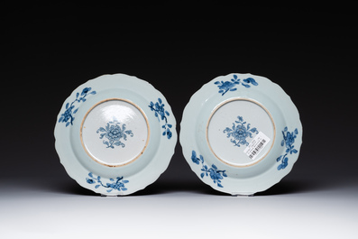 Four Chinese blue and white 'Xi Xiang Ji' plates, Qianlong