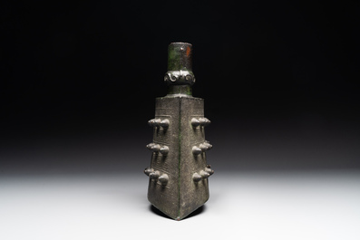 A rare Chinese archaic bronze bell, 'nao 鐃', Western Zhou
