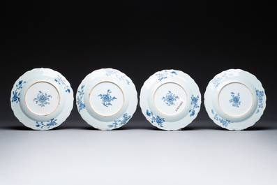 Four Chinese blue and white 'Xi Xiang Ji' plates, Qianlong