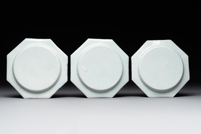 Six Chinese blue and white plates probably after a European silver model, Qianlong