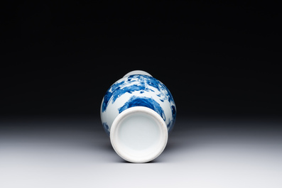A fine Chinese blue and white vase with narrative design, Kangxi