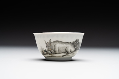 A fine Chinese grisaille 'Adoration of the Shepherds' cup, Qianlong, ca. 1745