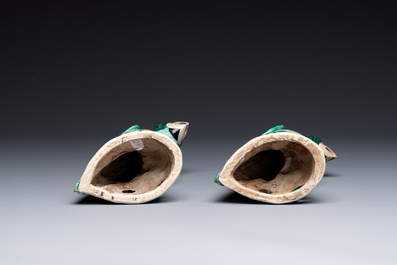 A pair of Chinese sancai parrots, Kangxi