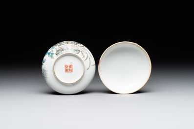 Three Chinese famille rose seal paste boxes, Qianlong and Yang He Tang 養和堂 mark, 20th C.