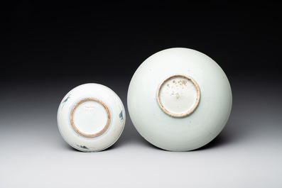 Two Chinese blue and white plates, late Ming/Shunzhi