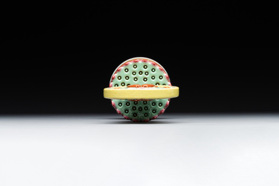 A rare Chinese famille rose Buddhist emblem altar ornament, Qianlong mark and of the period