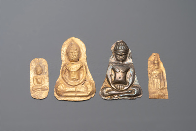 Four sheets of gold repouss&eacute; votive plaques of Buddha Sakyamuni, Burma, 12th C.