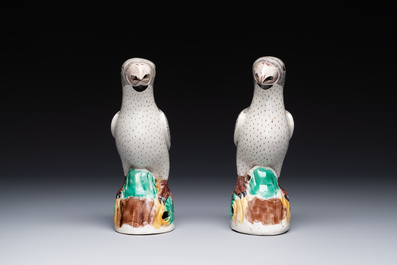 A pair of Chinese sancai parrots, Kangxi