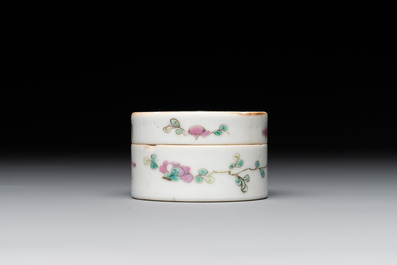 A varied collection of thirteen pieces Chinese famille rose and verte porcelain, 19th C.