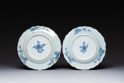 Four Chinese blue and white 'Xi Xiang Ji' plates, Qianlong