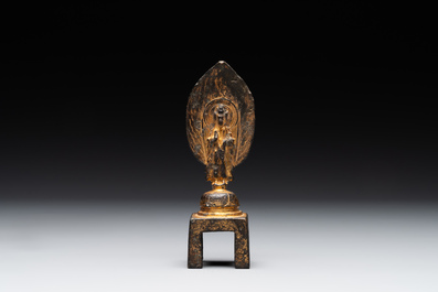 A Chinese gilt bronze standing Buddha in Northern Wei-style, 19th C.