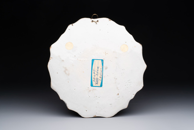 A blue and white Dutch Delft 'chinoiserie' plaque, 18th C.