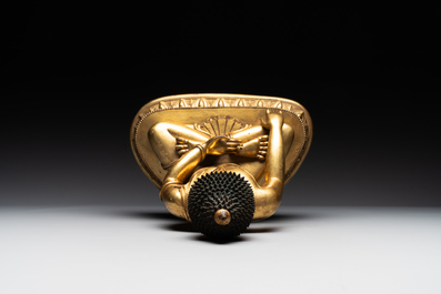 A rare Chinese gilt bronze Buddha Shakyamuni, 18th C.