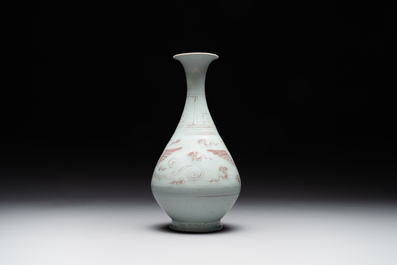 A Chinese copper-red 'yuhuchunping' 'phoenix' vase, Yuan/Ming