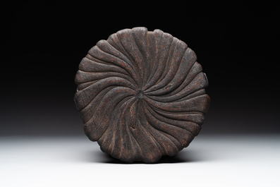 A Chinese Zitan wood 'chilong' brush pot, 17/18th C.