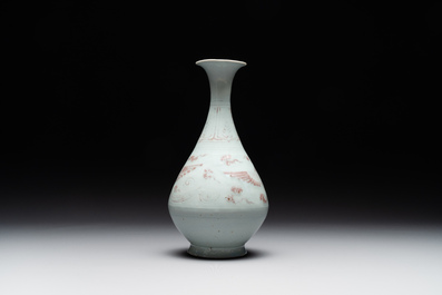 A Chinese copper-red 'yuhuchunping' 'phoenix' vase, Yuan/Ming
