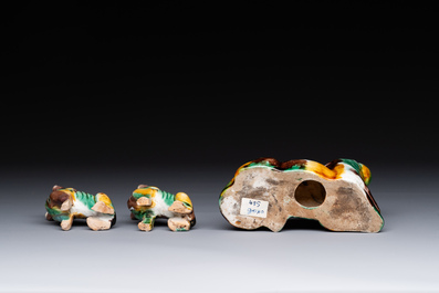Three Chinese sancai-glazed dogs, Qianlong and later