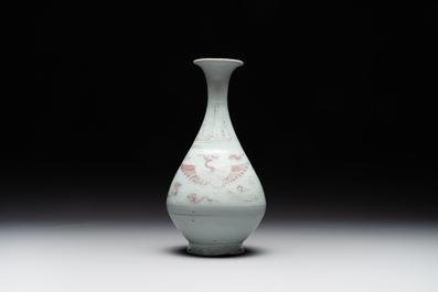 A Chinese copper-red 'yuhuchunping' 'phoenix' vase, Yuan/Ming