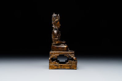 A Sino-Tibetan gilt bronze Buddha Amitayus, dated 1770, Qianlong