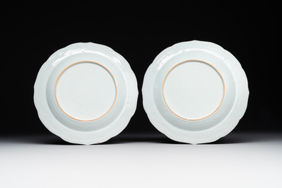 Two fine Chinese Canton famille rose 'mandarin subject' plates, Qianlong