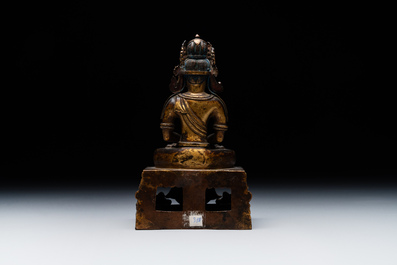 A Sino-Tibetan gilt bronze Buddha Amitayus, dated 1770, Qianlong