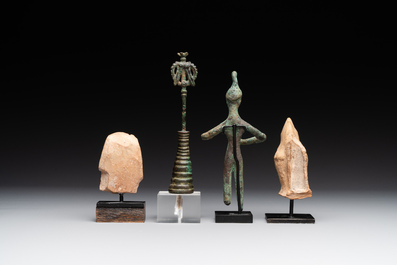 A group of seven bronze and pottery objects, Syria, Persia, and Luristan, 3rd C. and earlier