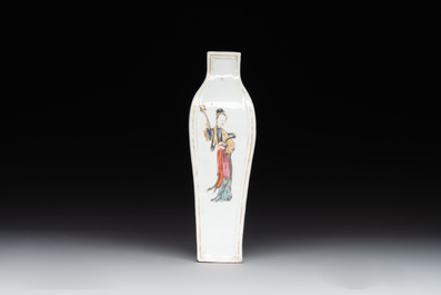 A Chinese Canton famille rose 'San Niang Jiao Zi 三娘教子' vase, Qianlong