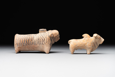 A varied collection of four terracotta animal sculptures and two bowls, Indus Valley, Iran, Pakistan and Afghanistan, 29th/3rd C. B.C.