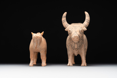 A varied collection of four terracotta animal sculptures and two bowls, Indus Valley, Iran, Pakistan and Afghanistan, 29th/3rd C. B.C.