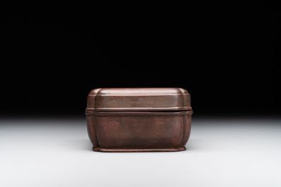 A rare Chinese rectangular bronze box and cover, Ming